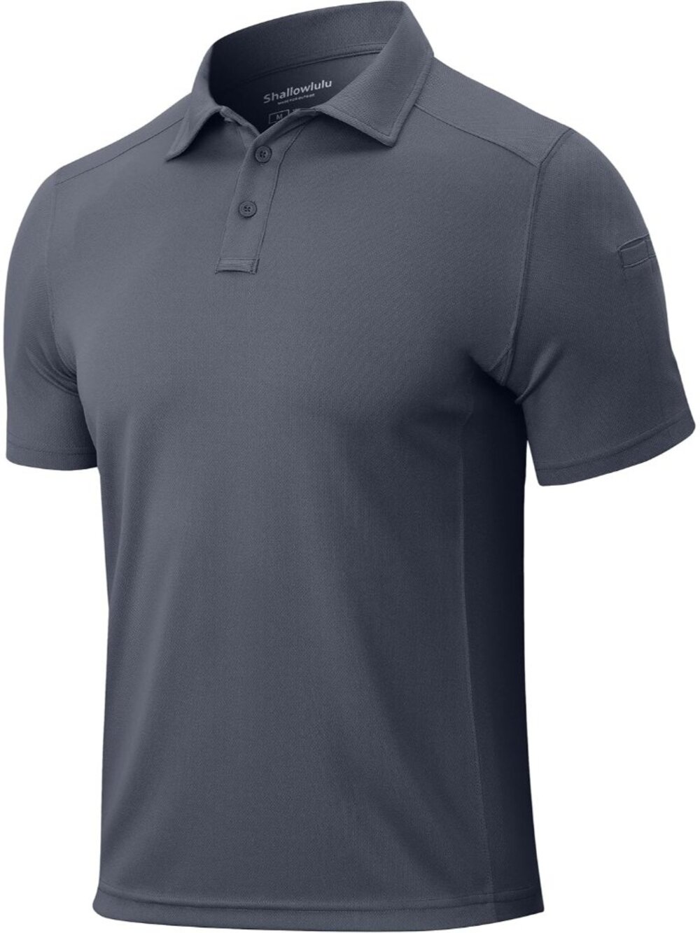 Men’s Grey Quick Dry Tactical Polo Shirt Short Sleeve Casual Golf Top
